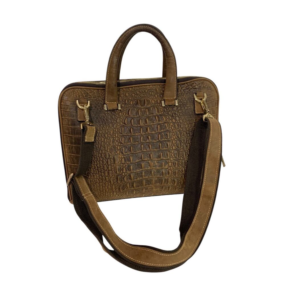 Quintessential‎ Crocodile Style Genuine Leather Bag Briefcase Brown